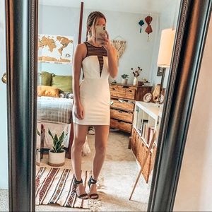 SOLD: White deep-v bodycon mini dress